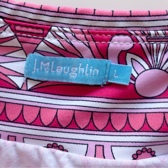 J. McLaughlin Nicola Geometric Stripe Layered Skirt Large Pink - Picture 3 of 6